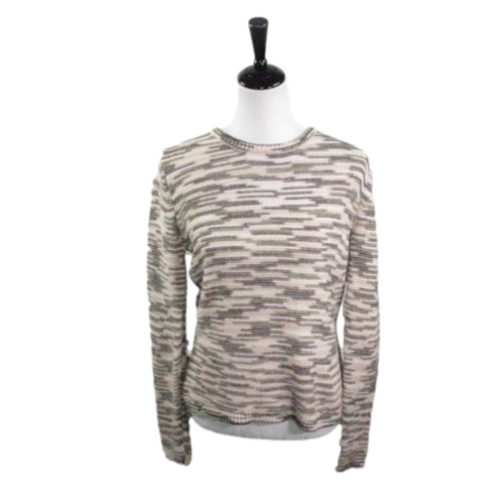 Renuar Neutral Seed Stitch Crew Neck Sweater Size Small